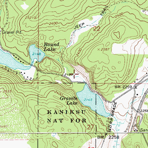 Topographic Map of Gramite Lake Access Area, ID