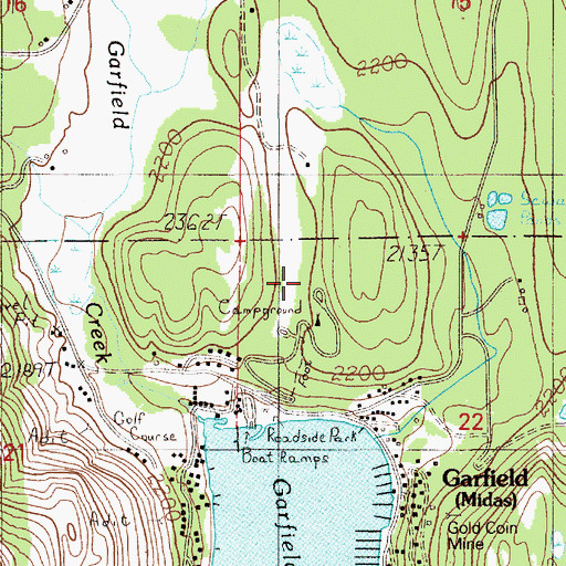 Topographic Map of Garfield Bay Access Area, ID