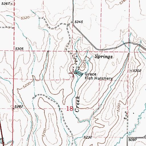 Topographic Map of Grace Fish Hatchery, ID