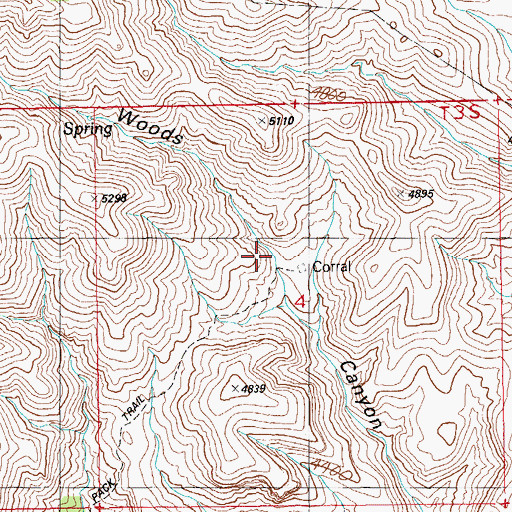 Topographic Map of Woods Spring, AZ