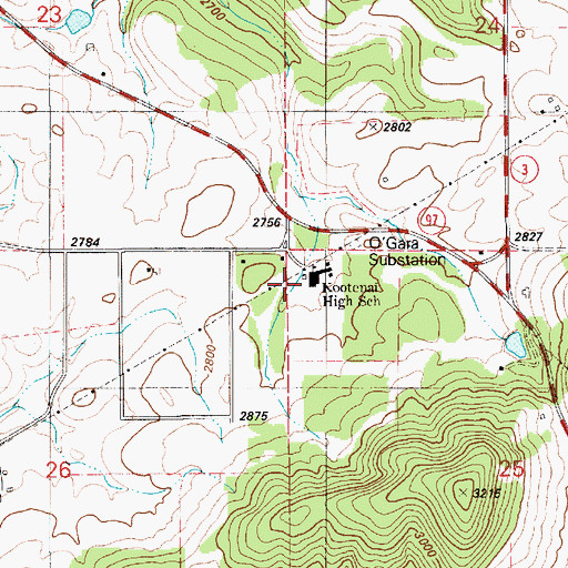 Topographic Map of Harrison Elementary School, ID