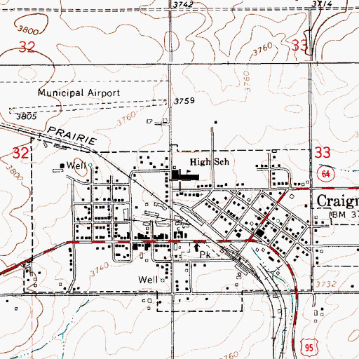Topographic Map of Highland Junior-Senior High School, ID