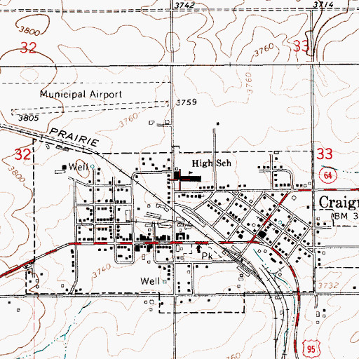 Topographic Map of Highland School, ID