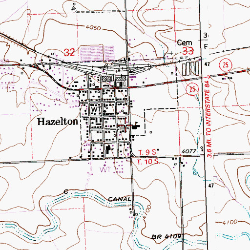 Topographic Map of Hazelton Intermediate School, ID