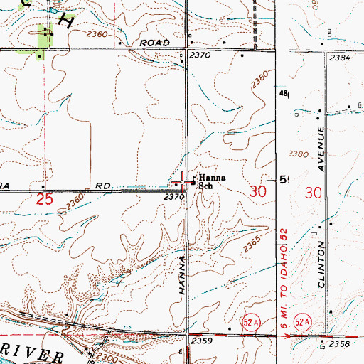 Topographic Map of Hanna Intermediate School, ID