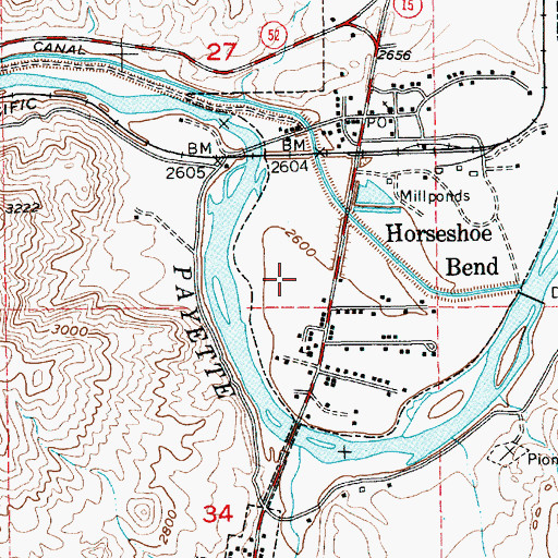 Topographic Map of Horseshoe Bend Middle - Senior High School, ID
