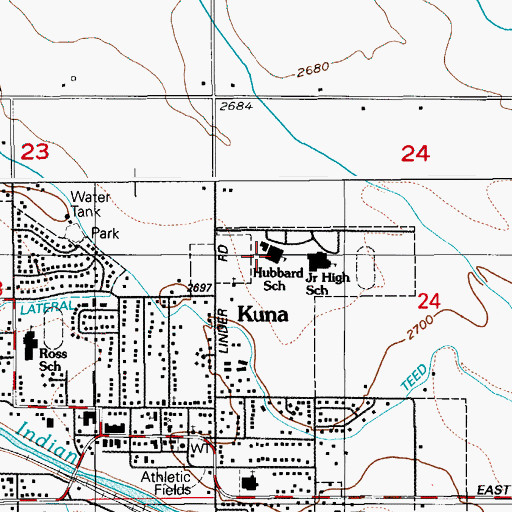 Topographic Map of Hubbard Elementary School, ID