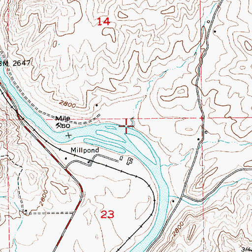 Topographic Map of Horseshoe Bend Mill Pond Public Fishing Area, ID