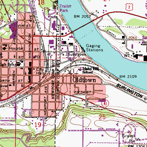 Topographic Map of Idaho Hill Elementary School, ID