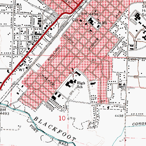 Topographic Map of I T Stoddard Elementary School, ID