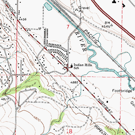 Topographic Map of Indian Hills Elementary School, ID