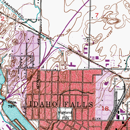 Topographic Map of A H Bush Elementary School, ID