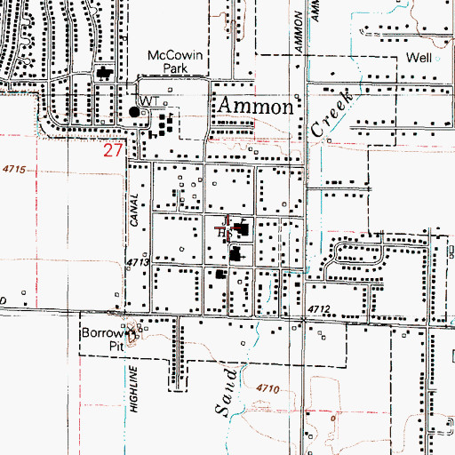 Topographic Map of Ammon Intermediate School, ID