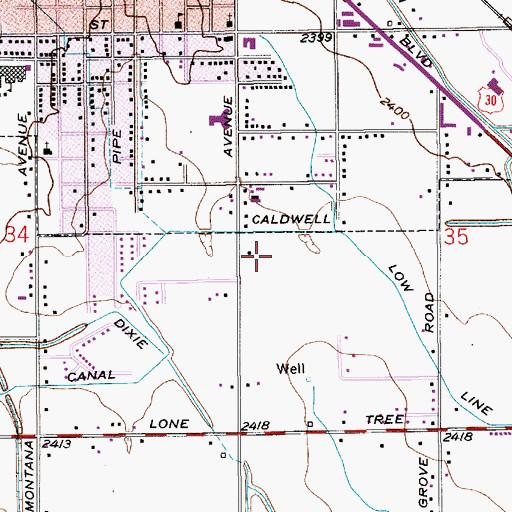 Topographic Map of Caldwell High School, ID