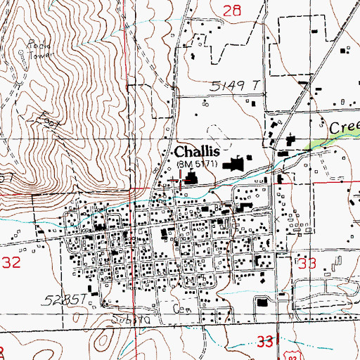 Topographic Map of Challis Elementary School, ID