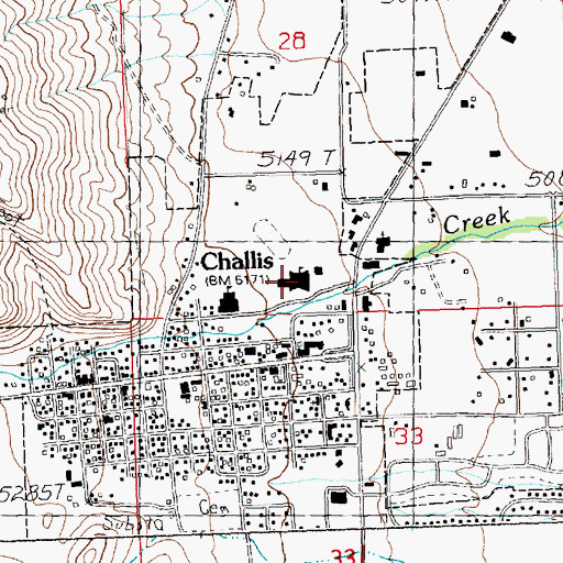 Topographic Map of Challis Junior - Senior High School, ID