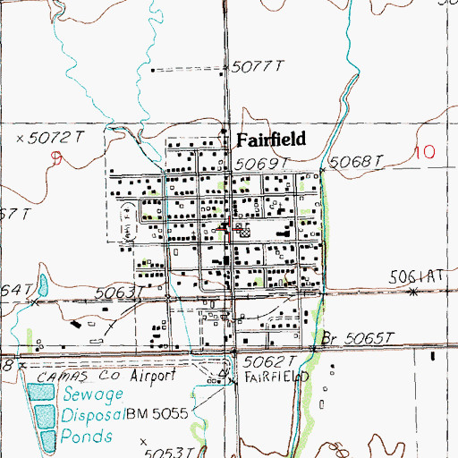 Topographic Map of Camas County High School, ID