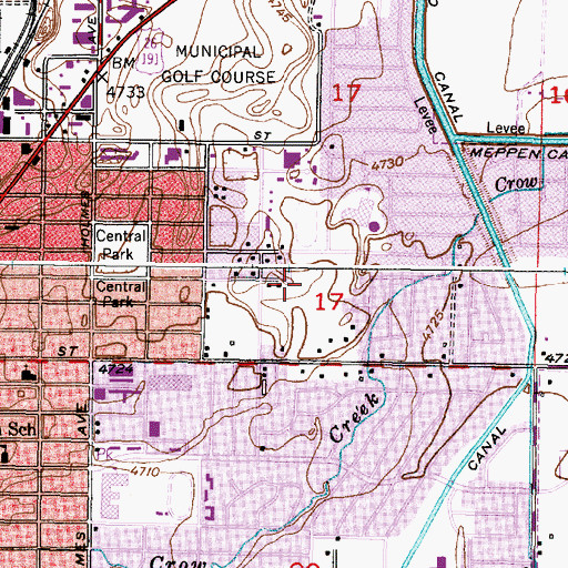 Topographic Map of Dora Erickson Elementary School, ID