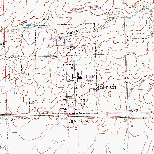 Topographic Map of Dietrich School, ID