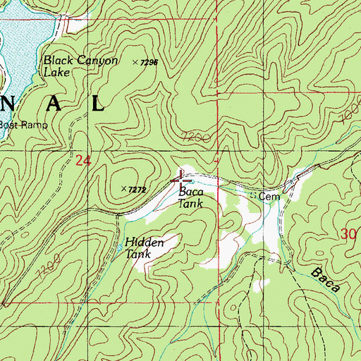 Topographic Map of Baca Tank, AZ