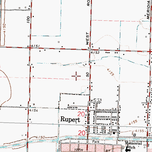 Topographic Map of East Minico Middle School, ID