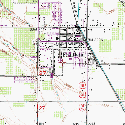 Topographic Map of Fruitland High School, ID