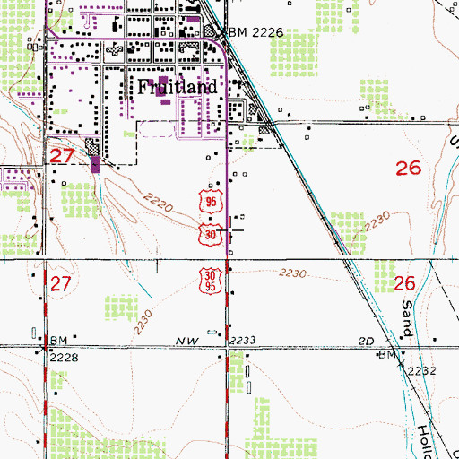 Topographic Map of Fruitland Elementary School, ID