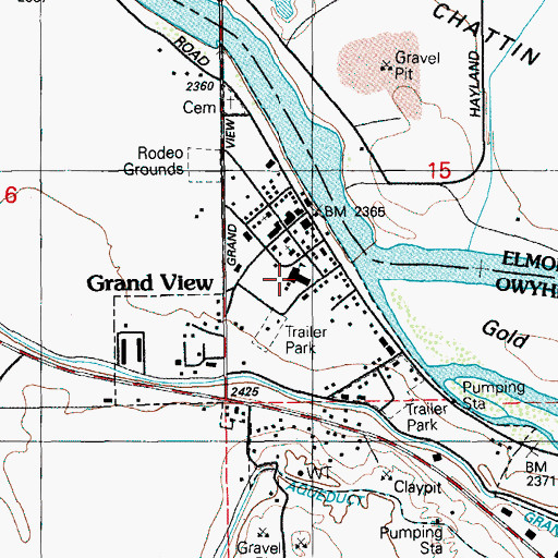 Topographic Map of Grand View Elementary School, ID