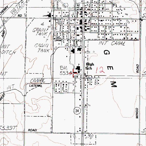 Topographic Map of Grace Junior High School, ID
