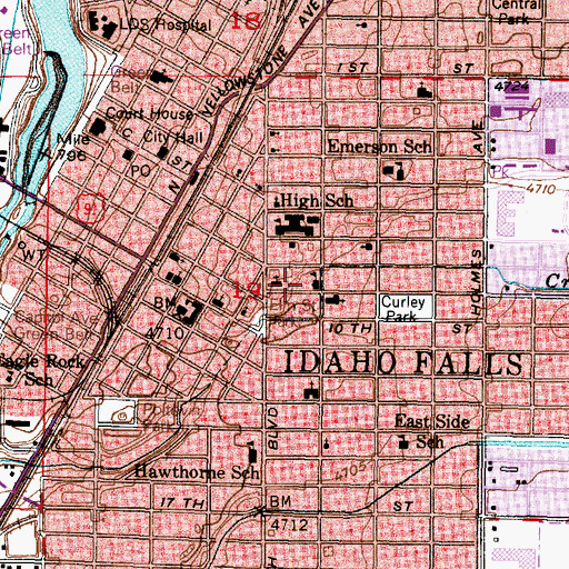 Topographic Map of Holy Rosary Elementary School, ID