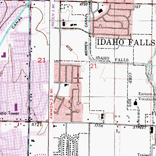 Topographic Map of Hope Lutheran School, ID