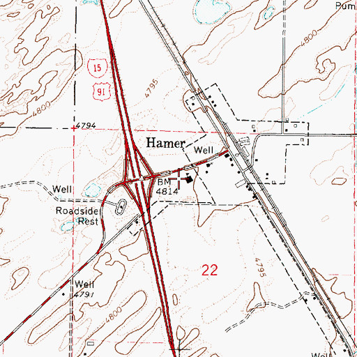 Topographic Map of Hamer Elementary School, ID