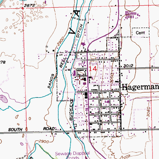 Topographic Map of Hagerman Junior-Senior High School, ID