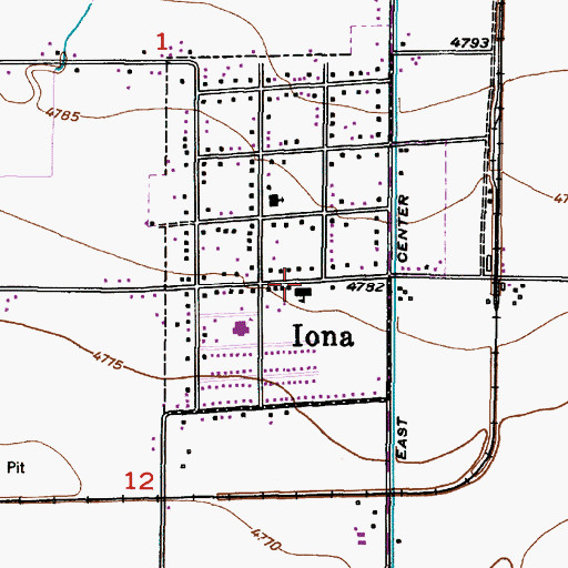 Topographic Map of Iona Elementary School, ID