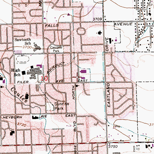 Topographic Map of Immanuel Lutheran School, ID