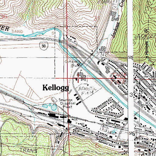 Topographic Map of Kellogg Middle School, ID