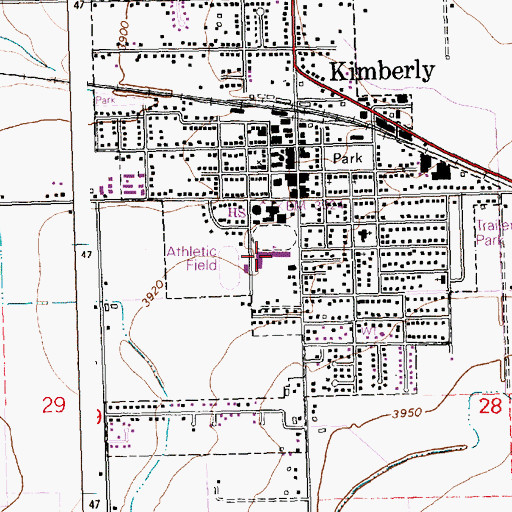 Topographic Map of Kimberly Elementary School, ID