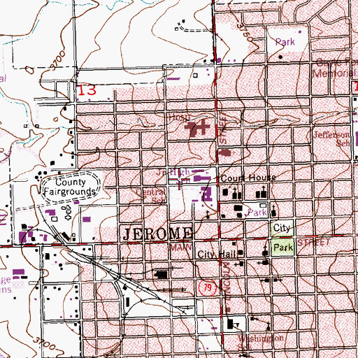 Topographic Map of Jerome Middle School, ID