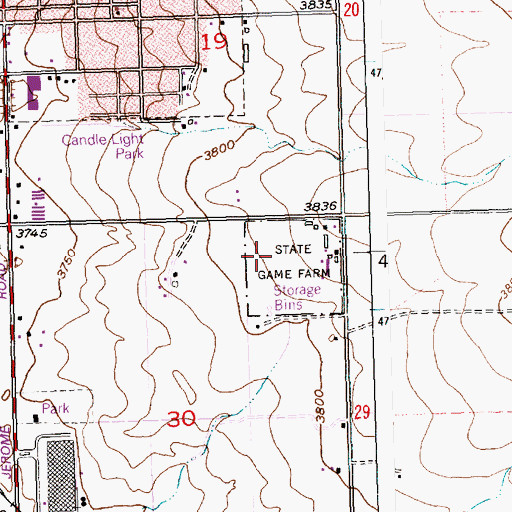 Topographic Map of Jerome Game Farm, ID