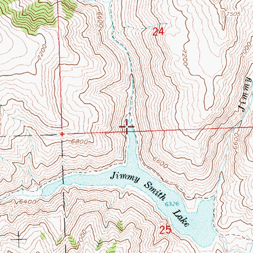 Topographic Map of Jimmy Smith Lake Public Fishing Area, ID