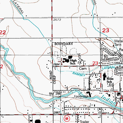 Topographic Map of Kuna Middle School, ID