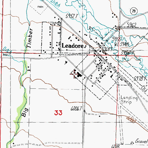 Topographic Map of Leadore School, ID