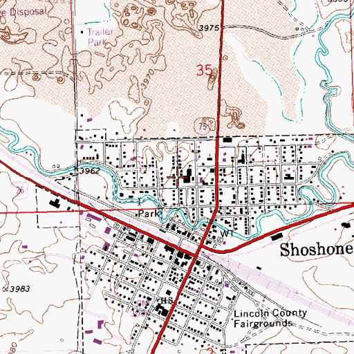Topographic Map of Lincoln Elementary School, ID