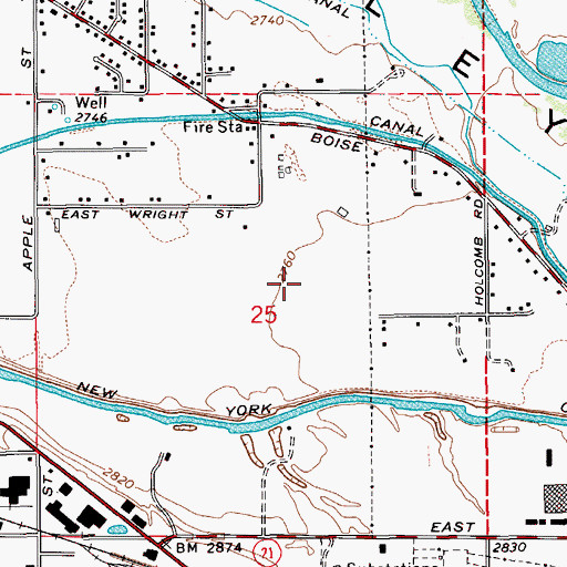 Topographic Map of Liberty Elementary School, ID