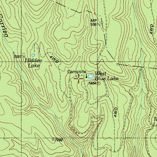 Topographic Map of Blue Lake Campground, AZ