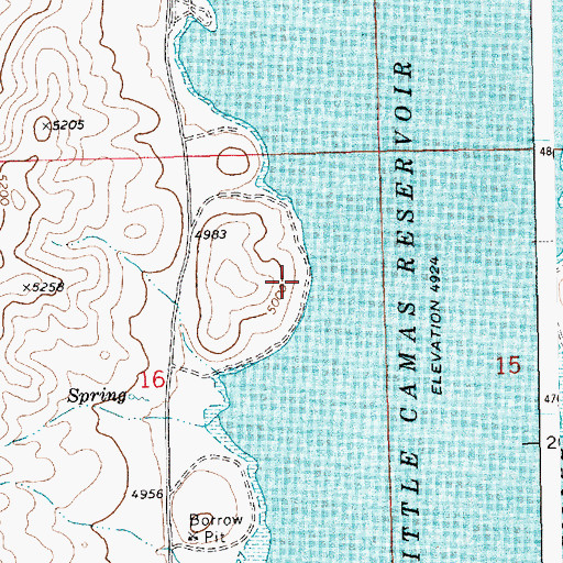 Topographic Map of Little Camas Reservoir Access Area, ID