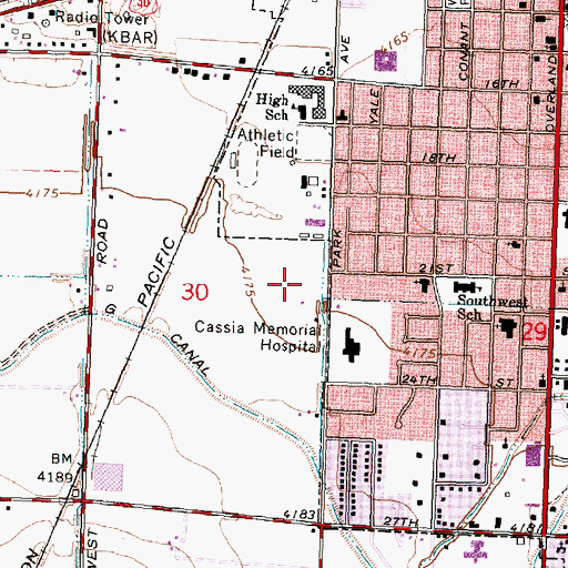 Topographic Map of Burley Senior High School, ID