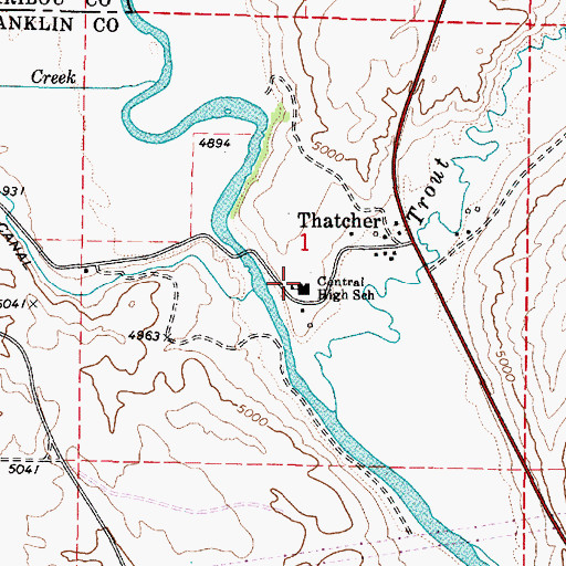 Topographic Map of Central High School (historical), ID