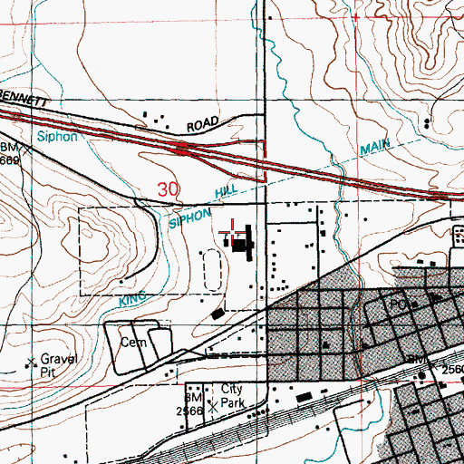 Topographic Map of Glenns Ferry Elementary School, ID