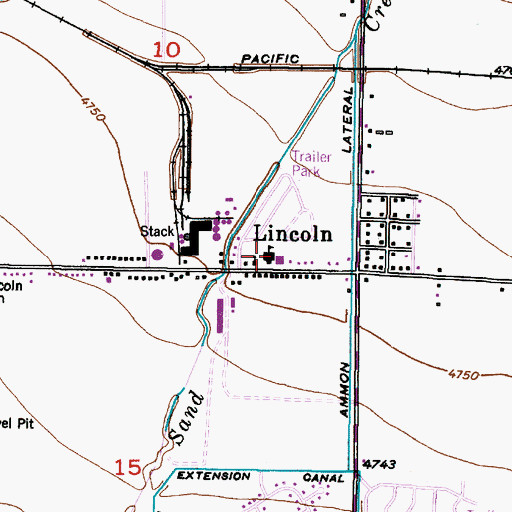 Topographic Map of Lincoln Elementary School, ID